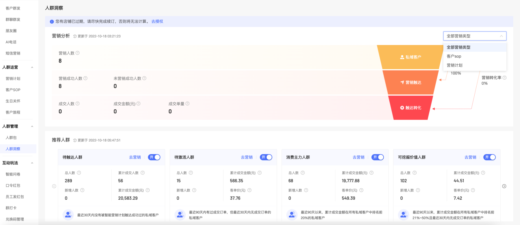 【人群包】私域人群洞察上线